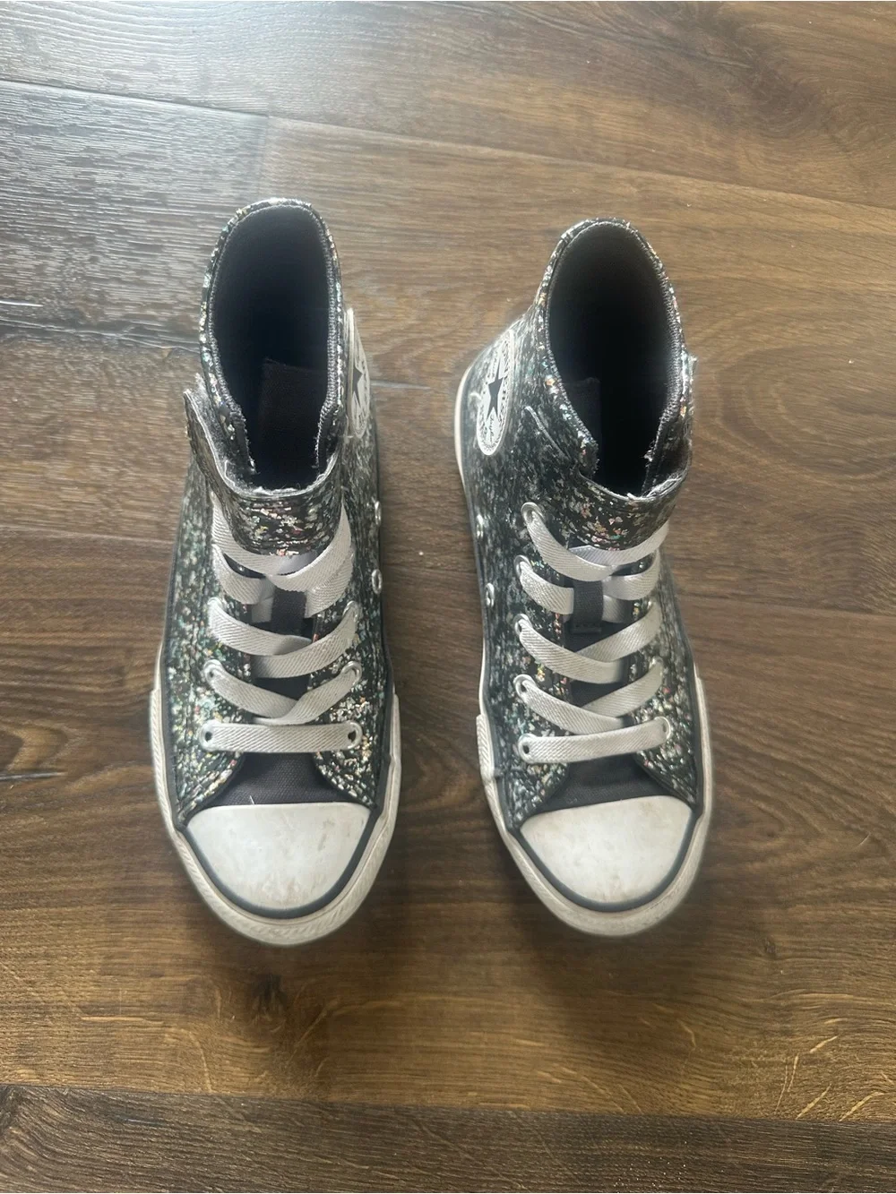 Converse Kids' High-Top Glitter Sneakers in Black and Silver